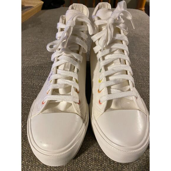 American Eagle Women's "Trust in Love" Embroidered Canvas High Tops Size 9.5 - Picture 7 of 10